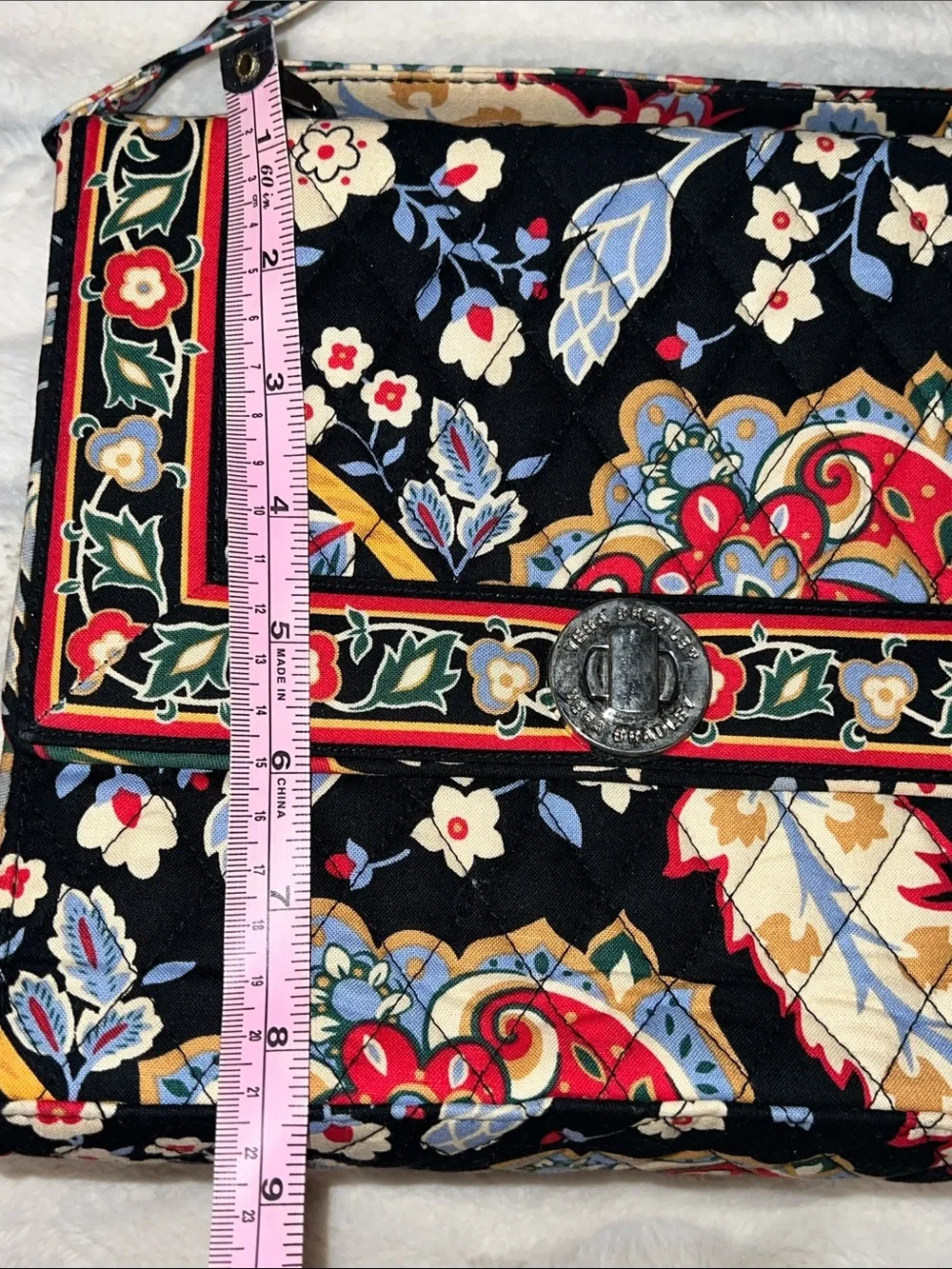 Vera Bradley Black Floral Paisley Quilted Crossbody